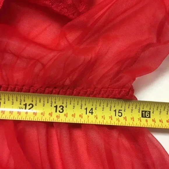 Red Lace & Mesh Cover Up Kimono Robe - Picture 4 of 7